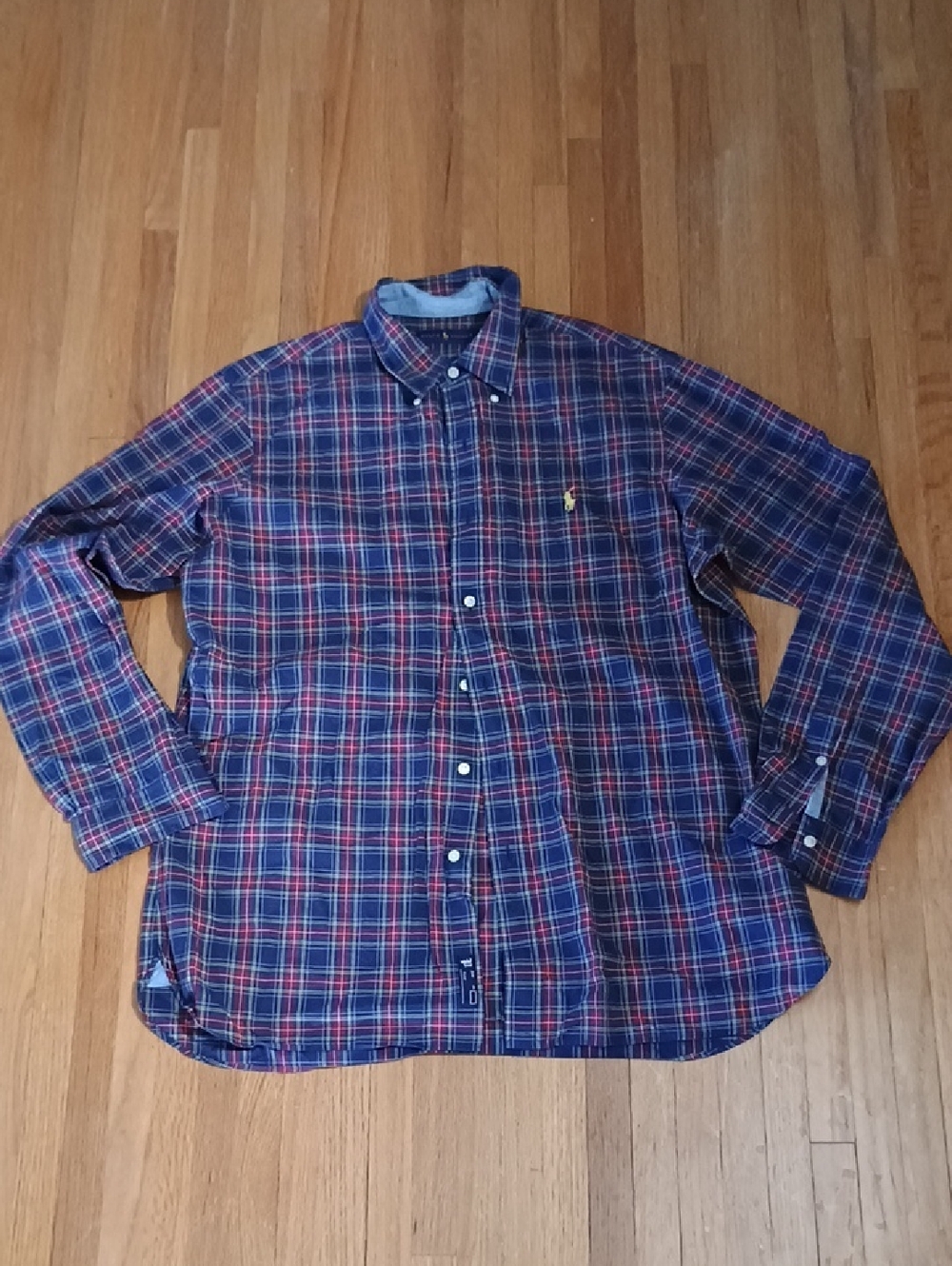 Ralph Lauren Navy and Red Plaid Button-Down Shirt